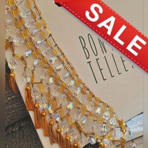 #RARE #Vintage '70s #Bonwit Teller Crystal Tassel Golden Collar Necklace w/Box